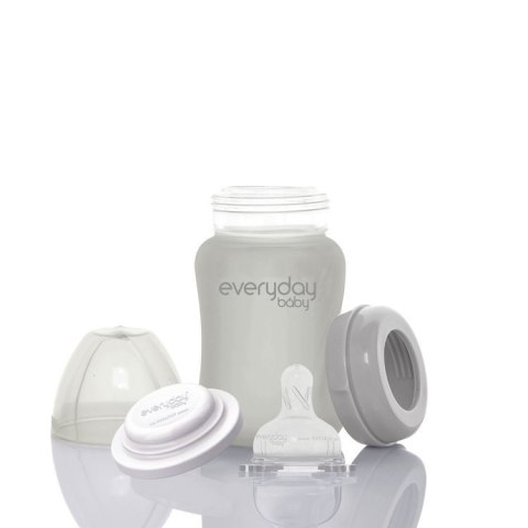 Szklana butelka ze smoczkiem S, 150 ml, szara, Everyday Baby