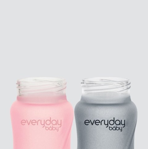 Szklana butelka ze smoczkiem S, 150 ml, szara, Everyday Baby