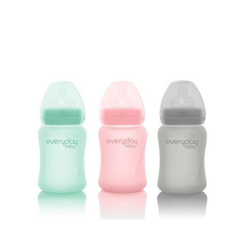 Szklana butelka ze smoczkiem S, 150 ml, szara, Everyday Baby
