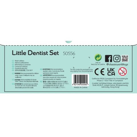 CLASSIC WORLD Zestaw Małego Dentysty Walizka Lekarza 18 el. 3+