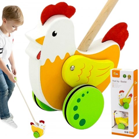 VIGA Drewniany Pchacz Edukacyjny Kurka 18m+