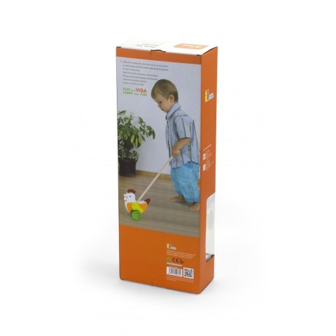 VIGA Drewniany Pchacz Edukacyjny Kurka 18m+