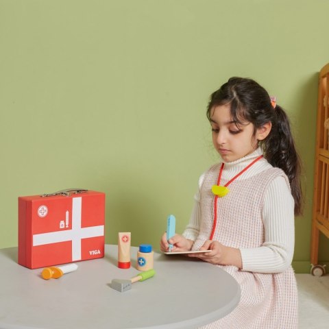 VIGA Drewniany zestaw małego lekarza w walizce 3+