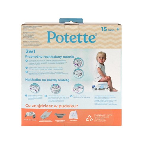 Nocnik Potette: Zestaw wielofunkcyjny z akcesoriami, różowo-biały, Potette