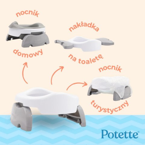 Nocnik Potette: Zestaw wielofunkcyjny z akcesoriami, różowo-biały, Potette