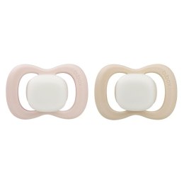 Smoczek silikonowy symetryczny 0 - 6 mies. 2 szt. glow in the dark Blush + Latte, b.box