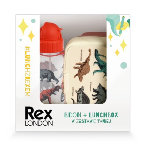 Zestaw śniadaniowy lunchbox i bidon Dinozaury, Rex London