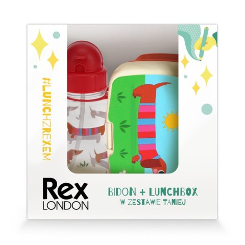 Zestaw śniadaniowy lunchbox i bidon Jamniki, Rex London