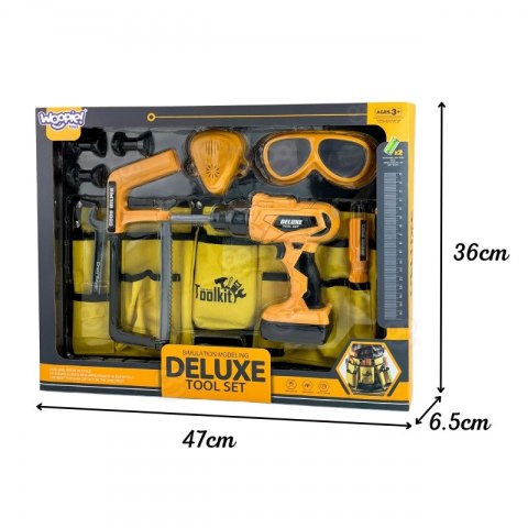 WOOPIE Zestaw Narzędzi Małego Majsterkowicza Gogle Wkrętarka Pas Na Narzędzia 16el.