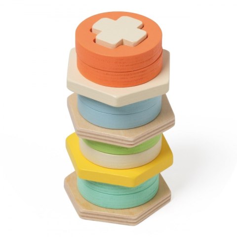 CLASSIC WORLD Sorter Montessori Kształtów i Kolorów Układanka Wieża 2+