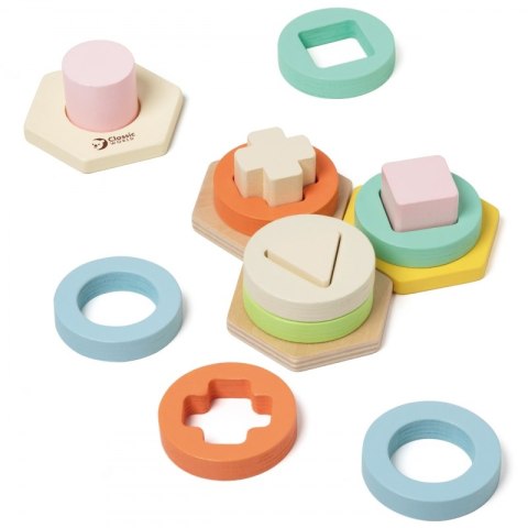 CLASSIC WORLD Sorter Montessori Kształtów i Kolorów Układanka Wieża 2+