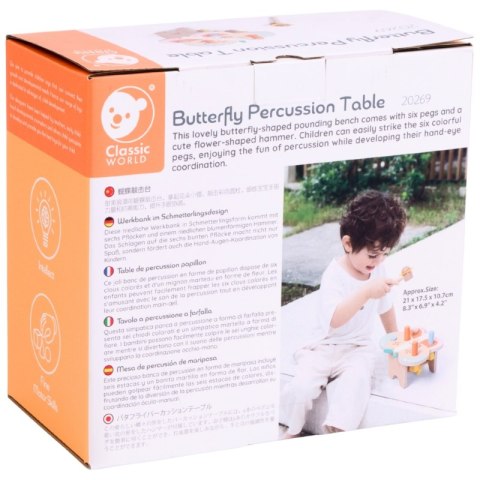 CLASSIC WORLD Wbijak Pastelowy Motylek Montessori z Młoteczkiem 18m+