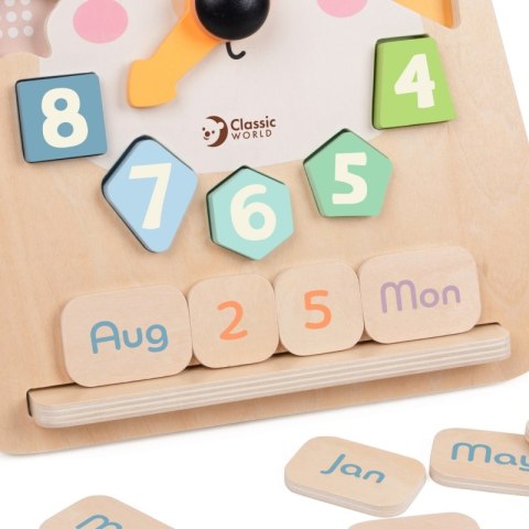 CLASSIC WORLD Zegar Miś Montessori Edukacyjny 3w1 Nauka Czasu Liczenia i Daty 2+