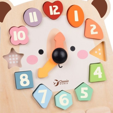 CLASSIC WORLD Zegar Miś Montessori Edukacyjny 3w1 Nauka Czasu Liczenia i Daty 2+