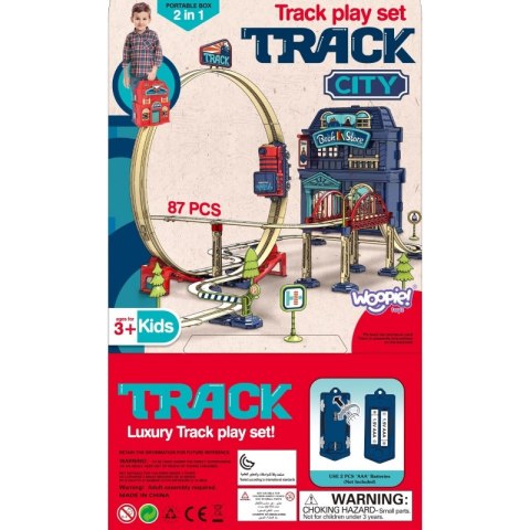 WOOPIE Kolejka Elektryczna 2w1 Składana w Walizkę 87 el. - Długość 3,5 m