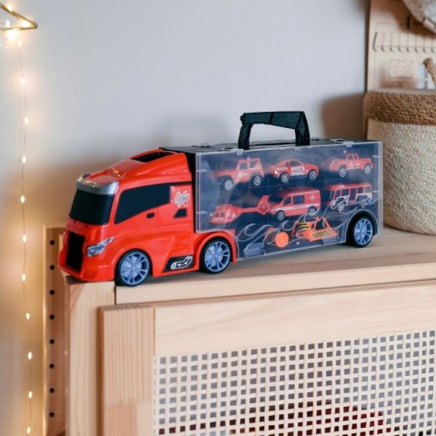 WOOPIE Zestaw Ciężarówka Transporter 3w1 Czerwony 11 el.