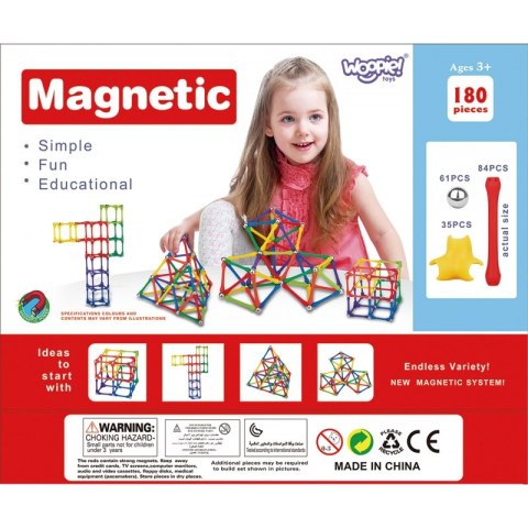 WOOPIE Magnetic Construction Blocks Creative Puzzle 180 pcs.