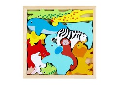Drewniane Puzzle Zwierzęta Do Dopasowania Lew Królik