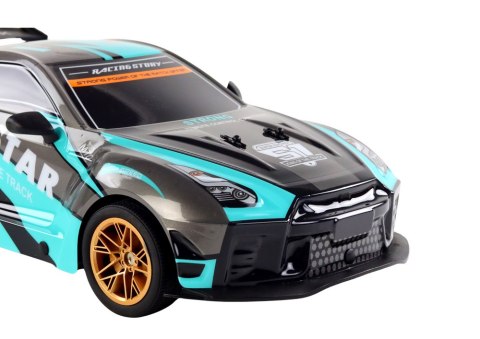 Duże Auto Sportowe Zdalnie Sterowane 1:10 Turkusowo- Czarne