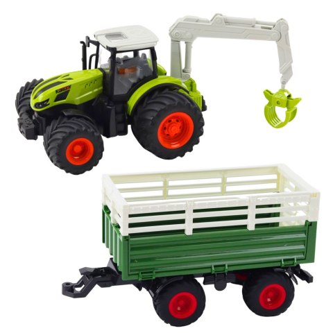 Traktor Rolniczy Z Przyczepą I Chwytakiem Zdalnie Sterowany RC 2.4G