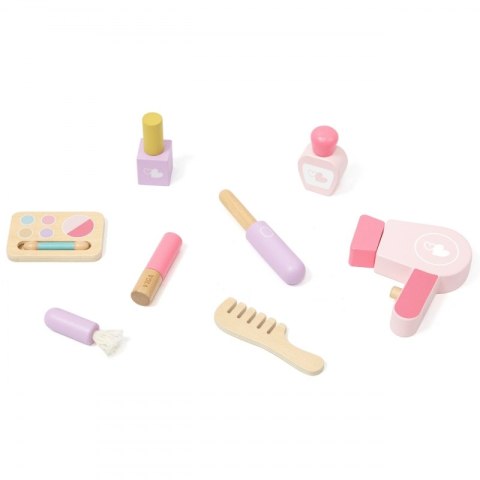 VIGA Duża Toaletka Drewniana Biało-Różowa z Lustrem i Krzesełkiem 3m+ 3+