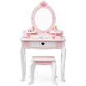 VIGA Duża Toaletka Drewniana Biało-Różowa z Lustrem i Krzesełkiem 3m+ 3+