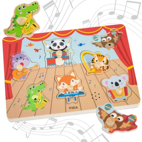 VIGA Puzzle Dźwiękowe Dopasuj Muzykujące Zwierzęta 18m+