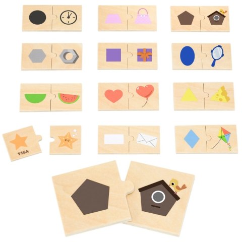 VIGA Zestaw Puzzle Łączenie Kształtów i Przedmiotów 18m+