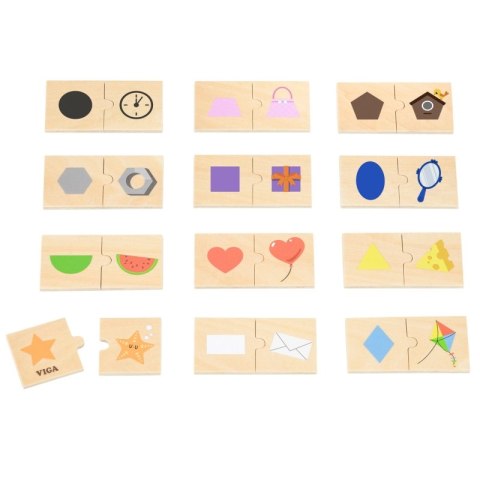 VIGA Zestaw Puzzle Łączenie Kształtów i Przedmiotów 18m+