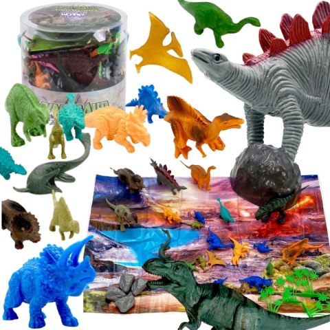 WOOPIE Zestaw Figurki Dinozaury Duże Zwierzęta Mata Pojemnik XXL 34 szt.