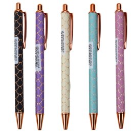 Długopis Metalowy Automatyczny Efekt Łuski Niebieski Tusz 1.0mm