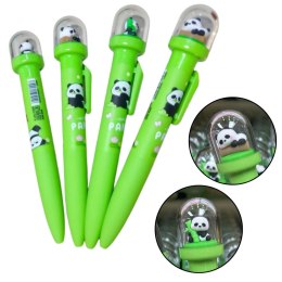 Długopis Żelowy Zielony Panda W Kopule Niebieski Tusz 0.5mm