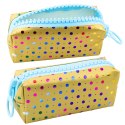 Piórnik Szkolny Organizer W Kolorowe Kropki Duży Suwak Złoty 21x8cm