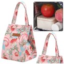 Torba Termiczna Izolacyjna Śniadaniowa Lunch Bag Różowa Kwiaty 25cm
