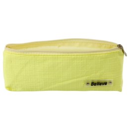Piórnik Szkolny Biurowy Jednokomorowy Tłoczona Kratka Żółty 21x9,5cm