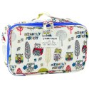 Piórnik Szkolny Organizer Kosmetyczka Kieszonka Sowy Biały 22,5cm