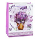 Torba Prezentowa Papierowa Lawenda Brokatowe Elementy 23 x 18 x 10,5 cm