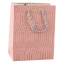 Torba Prezentowa Papierowa Srebrne Linie Faliste 23 x 18 x 10,5 cm