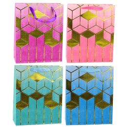 Torba Prezentowa Papierowa Wzory Geometryczne Złote 32 x 26 x 12 cm