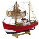 Model Kolekcjonerski Dekoracyjny Statek Kuter Rybacki Czerwony 30x26cm
