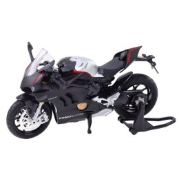 Motocykl Sportowy Metalowy Światła Dźwięki Srebrne Elementy Czarny V4 1:12