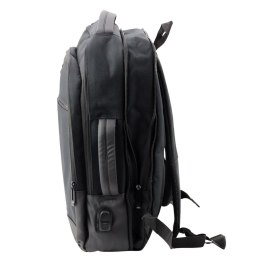 Plecak Biznesowy USB Kieszeń Na Laptopa Czarny 16L 45cm