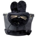 Plecak Dziecięcy Pluszowy Uszy Regulowany Pasek Czarny 22cm 4L
