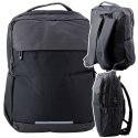 Plecak Miejski Biznesowy USB Kieszeń na Laptopa Czarny 16L 45cm