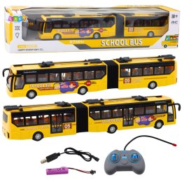 Autobus Szkolny Trolejbus Przegubowy Zdalnie Sterowany RC 1:32 Żółty