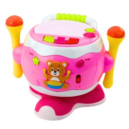 Bębenek Dla Dzieci Muzyczny Interaktywny Światła Dźwięki Różowy