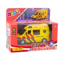 Karetka Ambulans Metalowy Z Napędem Pull Back Światła Dźwięki Żółty 1:32