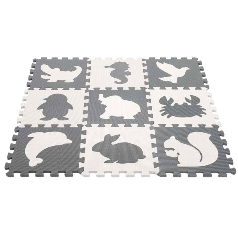 Miękkie Puzzle Mata Edukacyjna Dinozaury Pianka EVA Beżowe Szare 9 el.