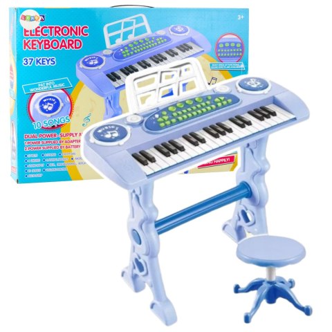 Elektroniczne Pianinko Dla Dzieci Z Mikrofonem 37 Klawiszy Niebieski