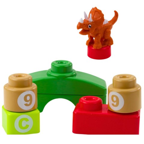 Klocki Konstrukcyjne Edukacyjne W Plecaku Dinozaury Cyfry Litery 26 el.